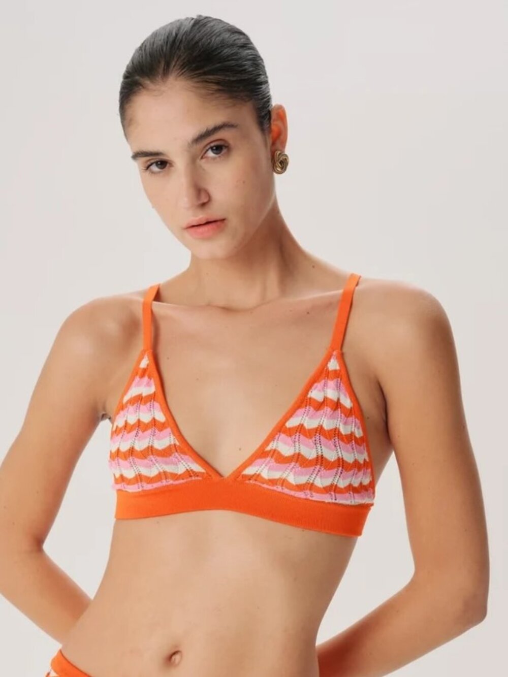 Ronny Kobo Sarda Knit Bralette Top Carnation Multi NWT